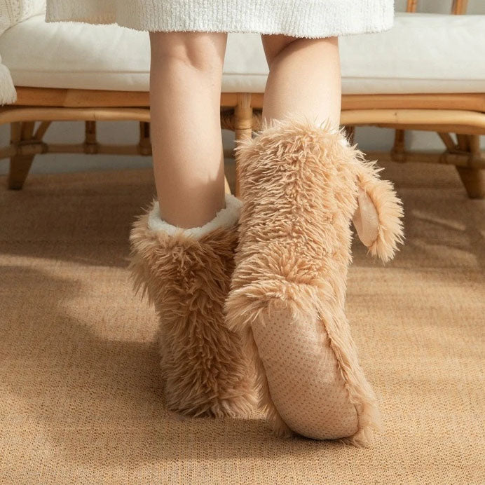 Chaussettes de sol confortables et antidérapantes à motif de chiot tout doux