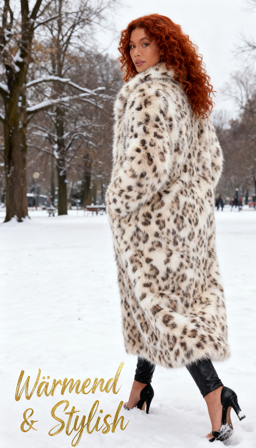 🐆🧥 Kuschelwohl Damen Leopard-Fellmantel – Luxuriös, warm und elegant für den Winter ❄️
