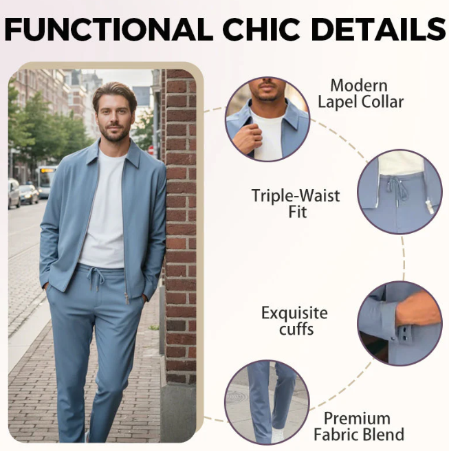 🧥👖 Kuschelwohl Herren Casual 2-Piece Set – Jacke + Jogger | weich, atmungsaktiv & smart-casual ✨