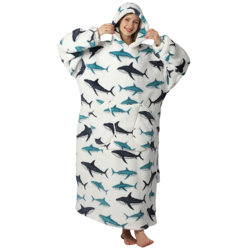 (Neuheiten) Kuschelwohl™ Oversized Hoodie-Decke aus Sherpa-Fleece mit Riesen-Tasche – 🎄 Großer Weihnachts-Sale