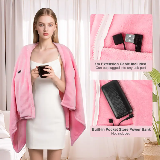 (Neuheit) Kuschelwohl™ Tragbare USB-Heizdecke zum Anziehen (inkl. 20.000mAh Akku) – 🎄 Exklusiver Weihnachts-Sale