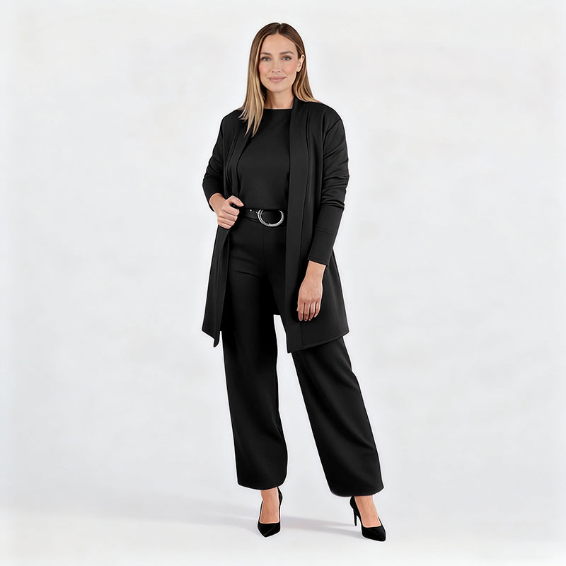 ⏳Winter-Ausverkauf⏰ Stilvolles dreiteiliges Set, bestehend aus langer Strickjacke, Top und Hose 💞