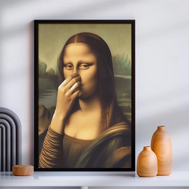 Weihnachtsdekoration im Stil der Mona Lisa, lustige Vintage-Toilettenhumor-Zimmerdekoration
