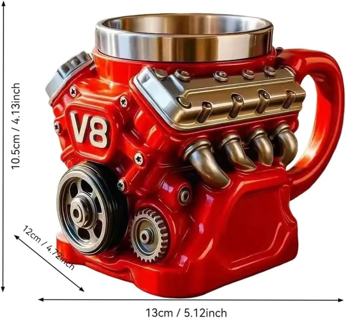 Edelstahlbecher mit V8-Motormotiv