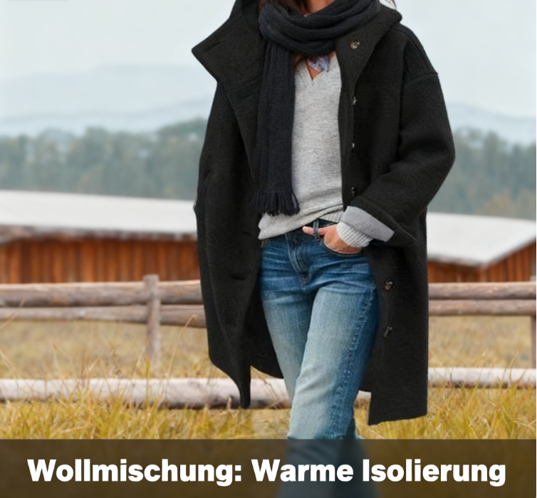 Kuschelwohl Wollmantel mit Kapuze – Stilvoll und winddicht, perfekt für kalte Tage! ❄️🧥