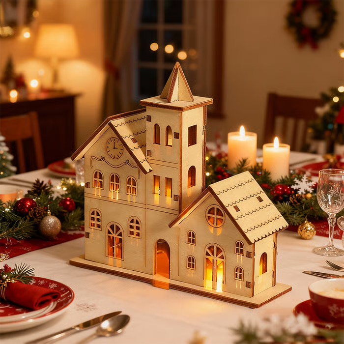 🎅Offres spéciales Noël - Maisons de Noël en bois illuminées, faites maison, pour les loisirs créatifs