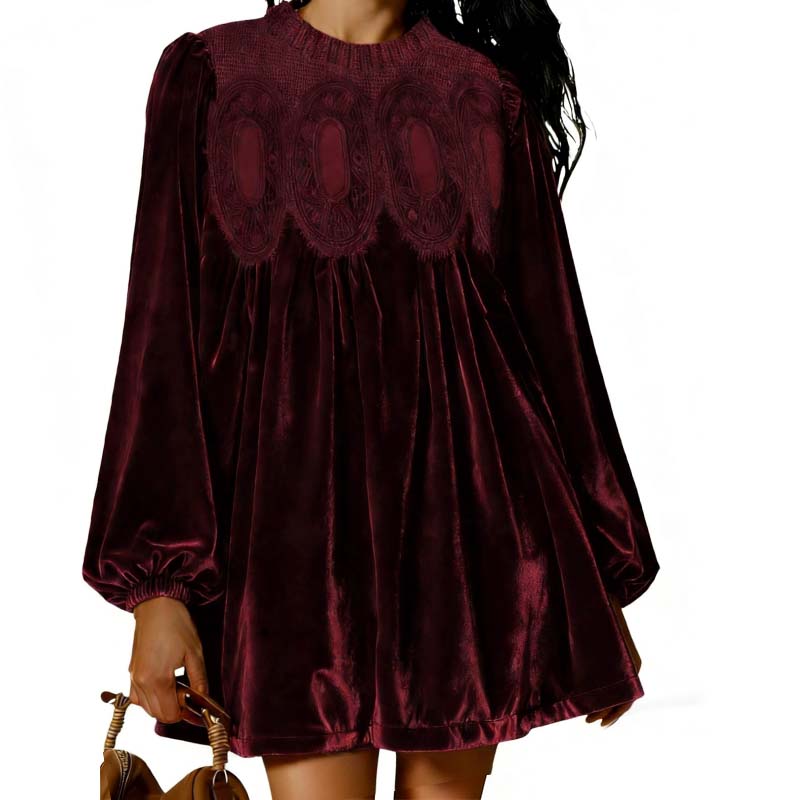 👗Vintage-inspiriertes Tunikakleid mit Spitzeneinsatz