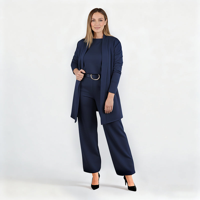 ⏳Winter-Ausverkauf⏰ Stilvolles dreiteiliges Set, bestehend aus langer Strickjacke, Top und Hose 💞