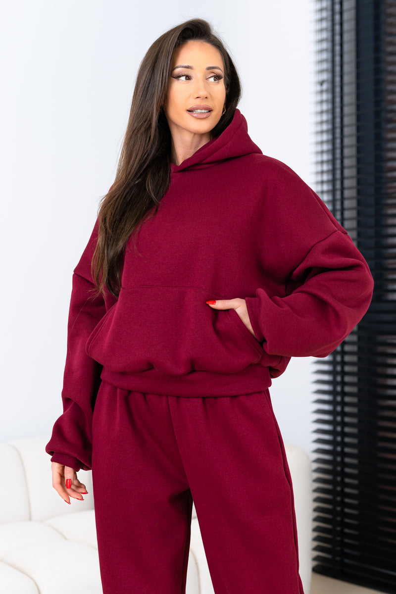 Kapuzen-Sweatshirt-Set in Unifarbe