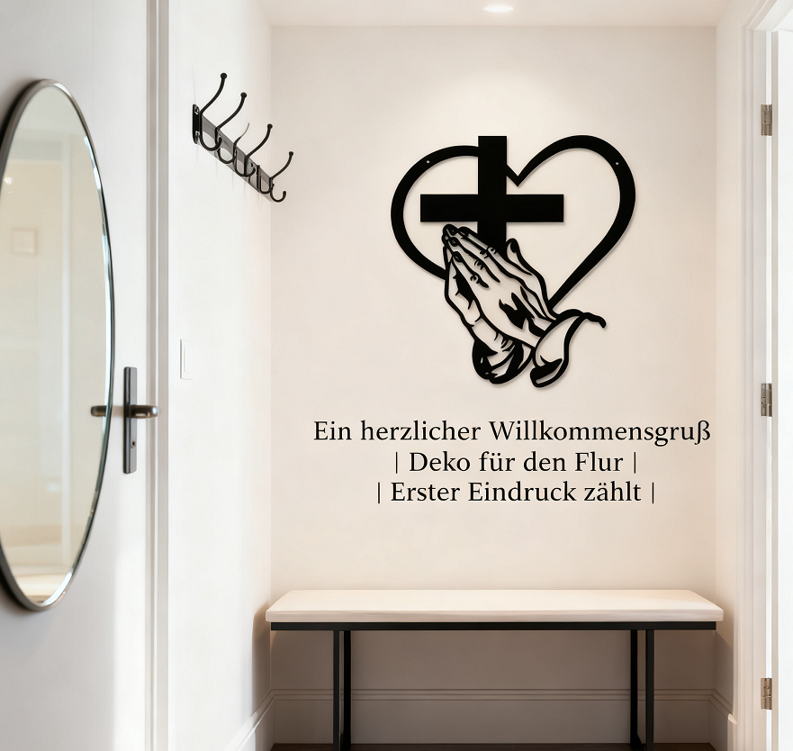 Kreuz & Gebet – Elegantes Wanddekor aus Metall, Stabil und Modern