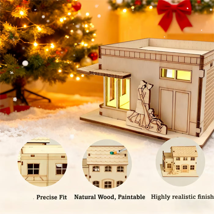 🎅Offres spéciales Noël - Maisons de Noël en bois illuminées, faites maison, pour les loisirs créatifs 