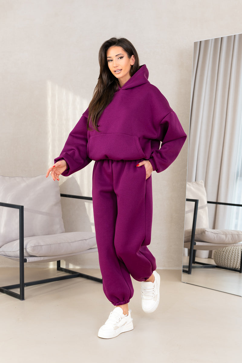 Kapuzen-Sweatshirt-Set in Unifarbe