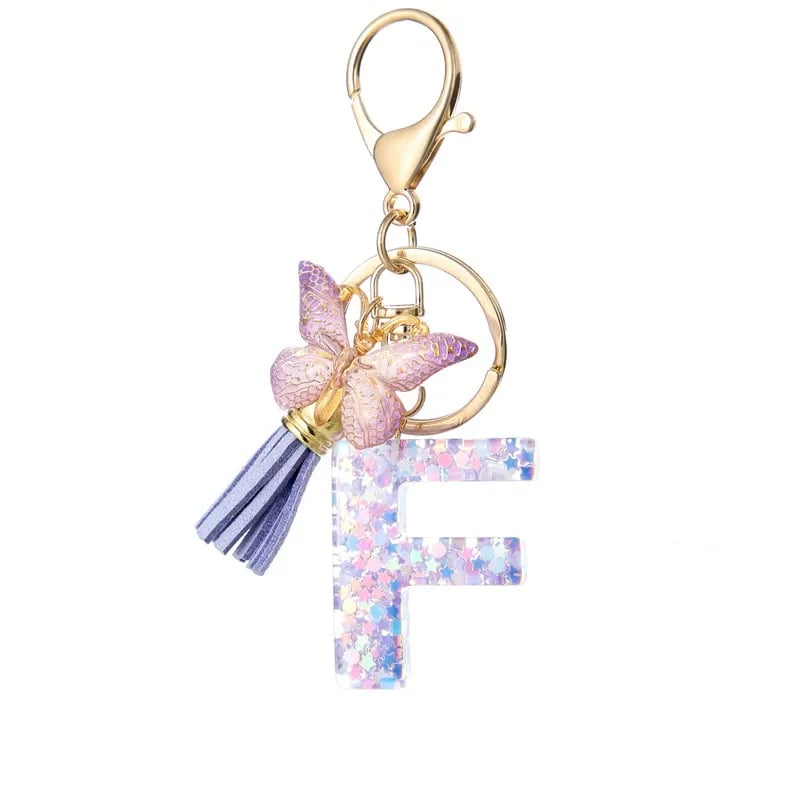 Pendentif lettre papillon Kuschelwohl™ avec pompon – Coloré et personnalisé (Vente de Noël 🎄)