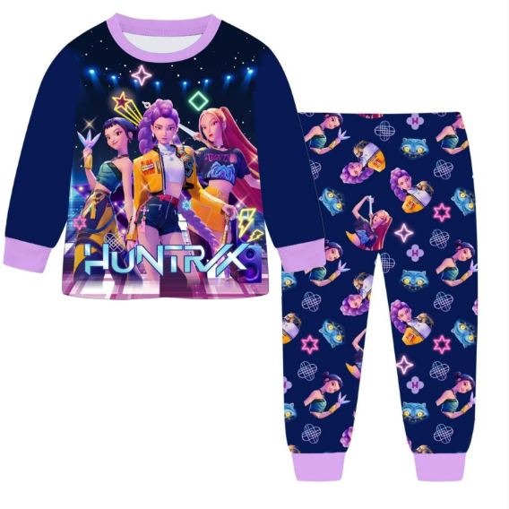 (Neuheiten) Kuschelwohl™ "Shadow Hunter" Pyjama-Set für Mädchen – 🌑 Cooles Design – 🎄 Neue Farben & Weihnachts-Sale