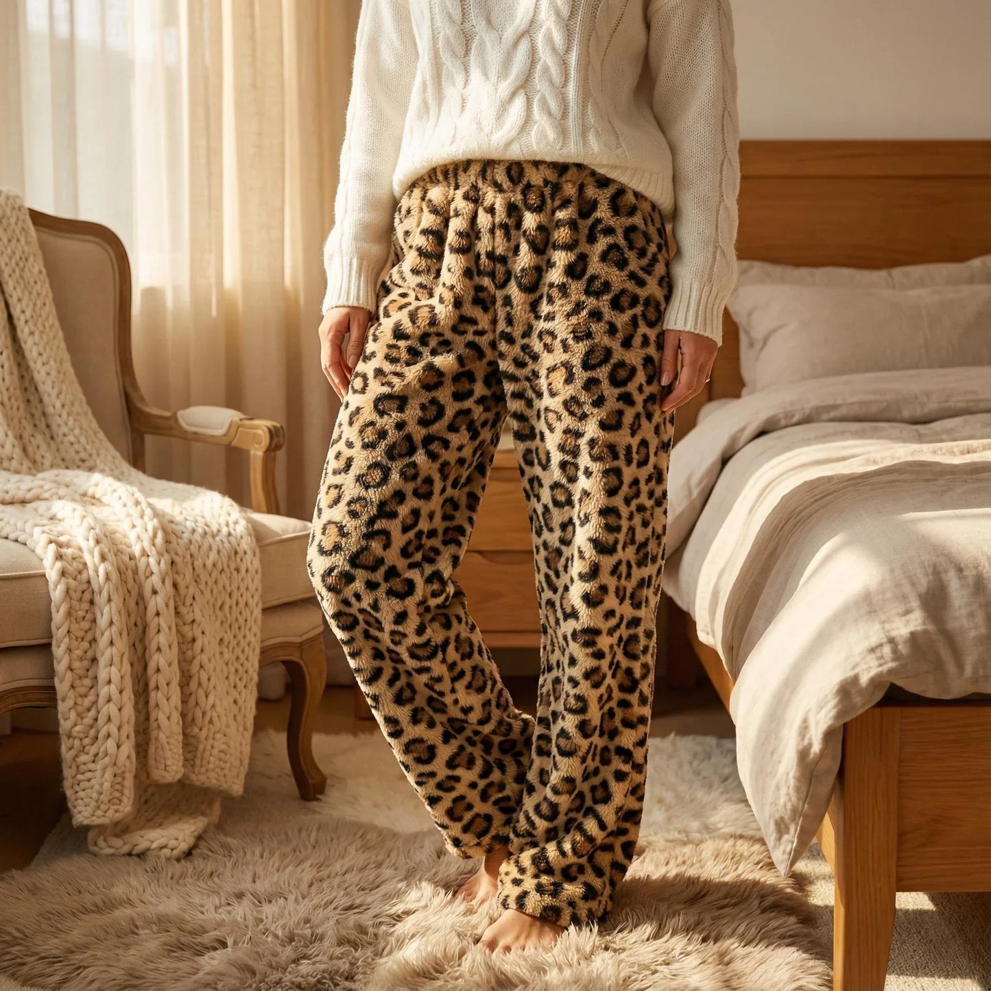 Vintage-Winterhose für Damen mit Karomuster und Fleece-Futter