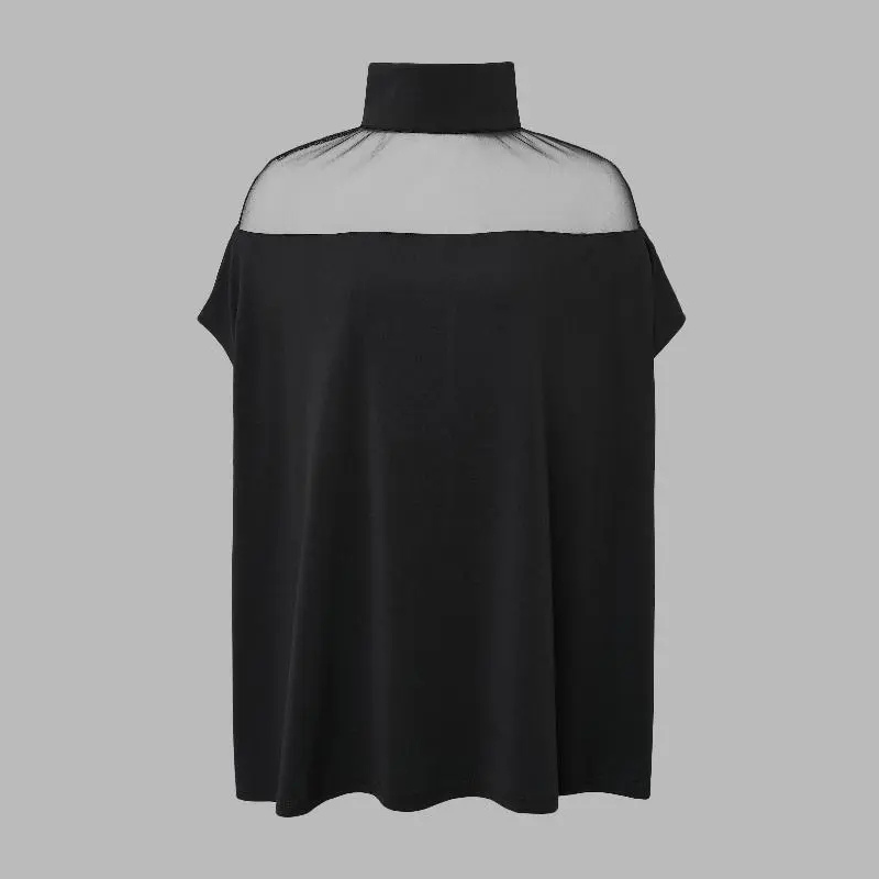 Bluse mit Fledermausärmeln, transparentem Einsatz und lockerer Passform für Damen