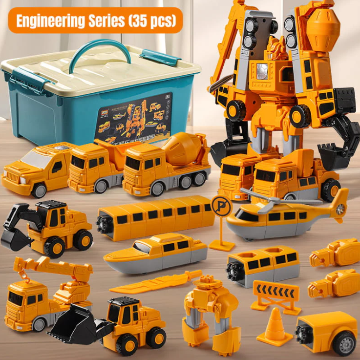🔥Offre spéciale : 49 % de réduction !🔥 Voiture de chantier magnétique transformable à assembler (jeu de construction) 