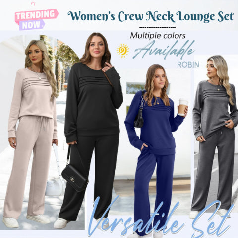 🔥NUR NOCH 60 % RABATT✨ Damen-Set: Set aus Rundhals-Top und Hose mit Kordelzug