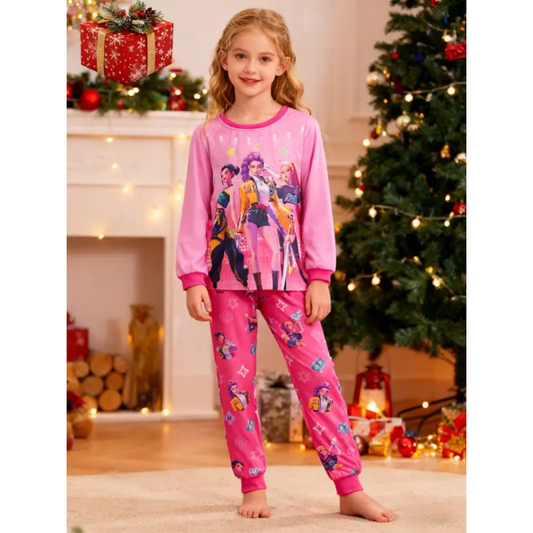 (Neuheiten) Kuschelwohl™ "Shadow Hunter" Pyjama-Set für Mädchen – 🌑 Cooles Design – 🎄 Neue Farben & Weihnachts-Sale