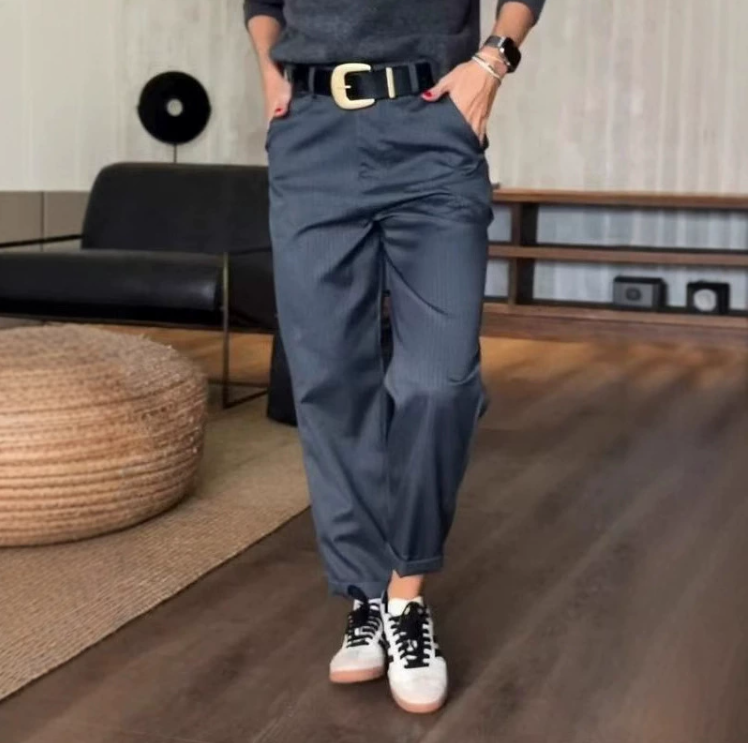 🍃 Pantalon blazer taille haute, coupe droite et décontractée, pour femme 
