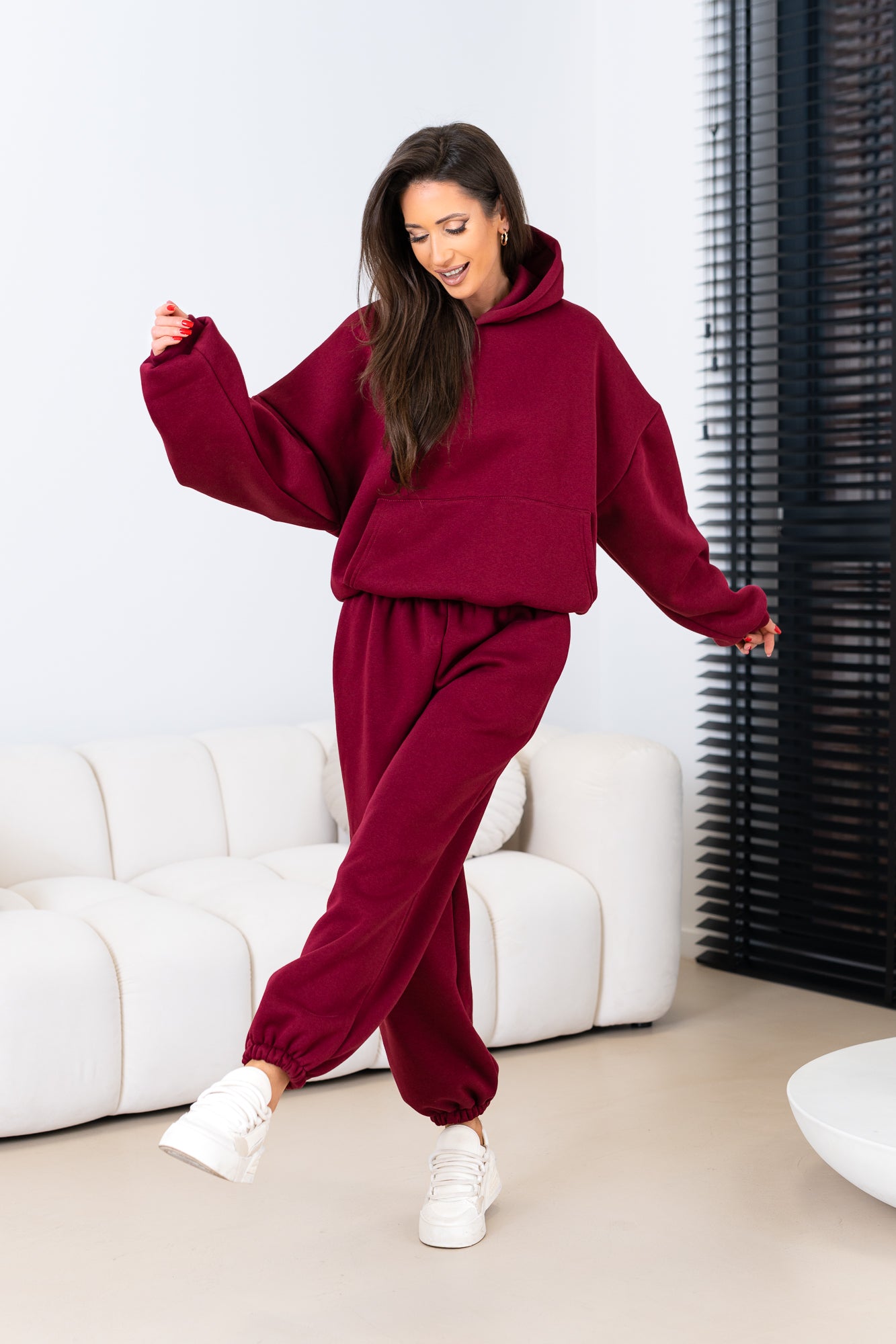 Kapuzen-Sweatshirt-Set in Unifarbe
