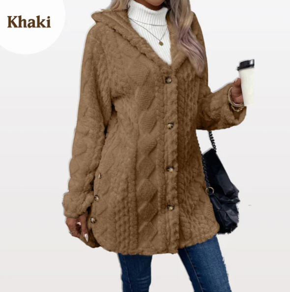 Veste chaude pour femme avec capuche et motif losanges