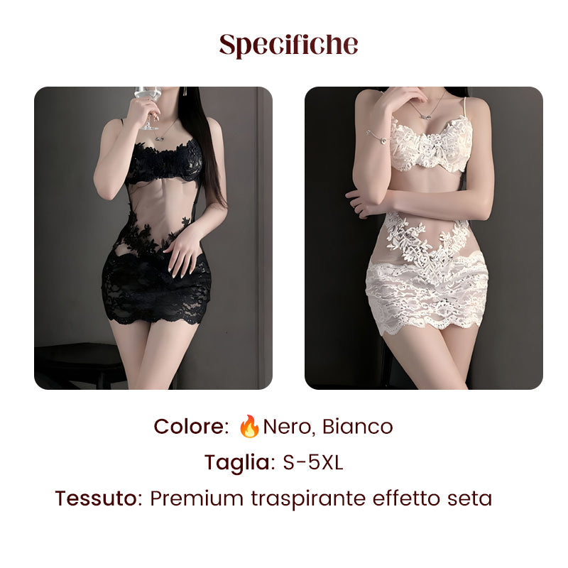 Sexy, transparentes Tüllkleid mit bestickter Spitze