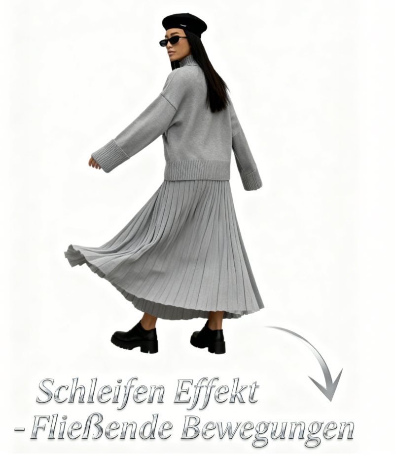 Elegantes Strickset mit hohem Kragen für DamenElegantes Strickset mit hohem Kragen für Damen