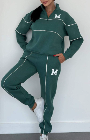 👟✨ Kuschelwohl 2-Teiler Athleisure-Set – Half-Zip Sweatshirt & Jogger in Weiß | Kontrast-Paspeln, cozy & stylisch