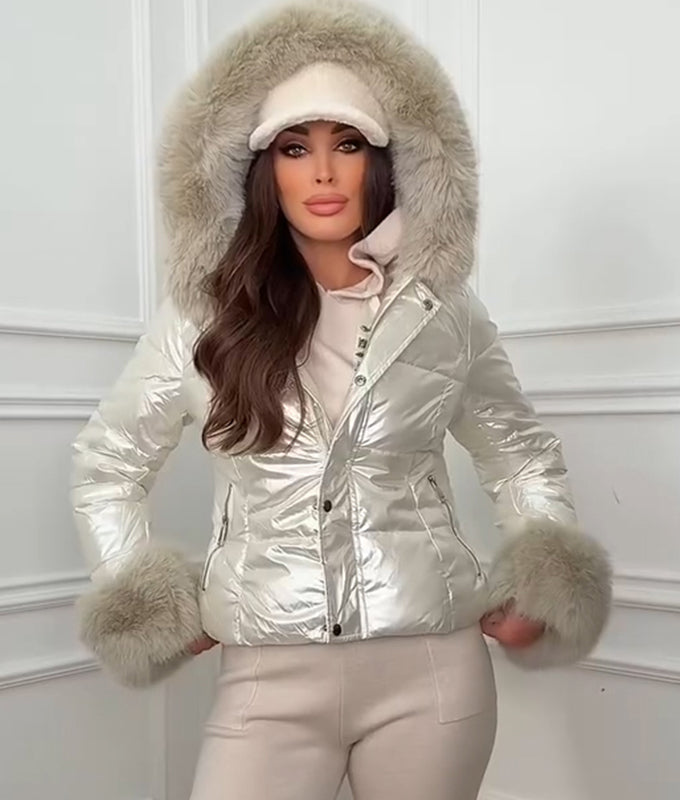 Veste d'hiver élégante Cozy Comfort™ avec capuche en fourrure et doublure en coton – 🎄 Offre exclusive de Noël 