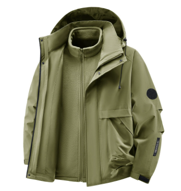 🧥❄️ Veste thermique confortable pour homme avec capuche et doublure polaire – Déperlante, coupe-vent et chaude