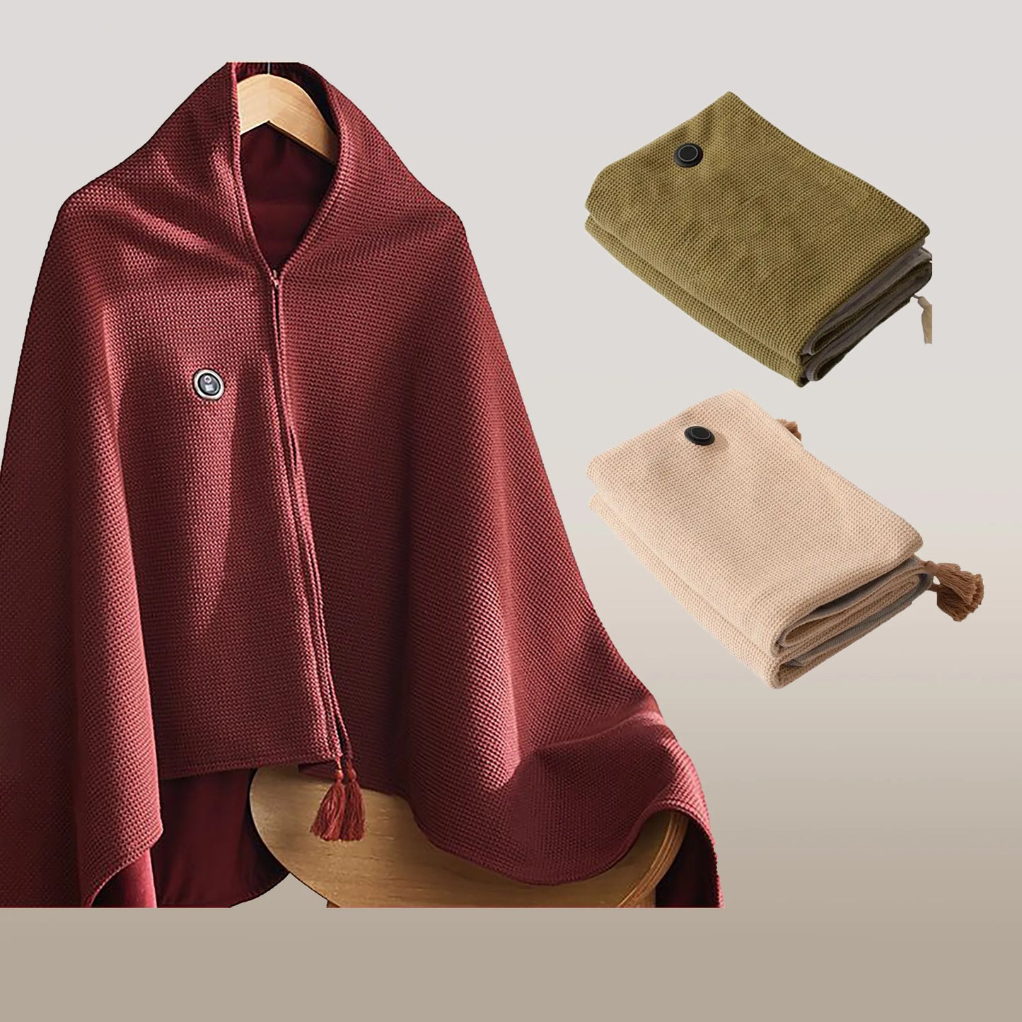 Kuschelwohl Beheiztes Winter-Cape – Tragbarer Heizschal mit USB, Weihnachtsrabatt & 1 Stück versandfrei 🎄