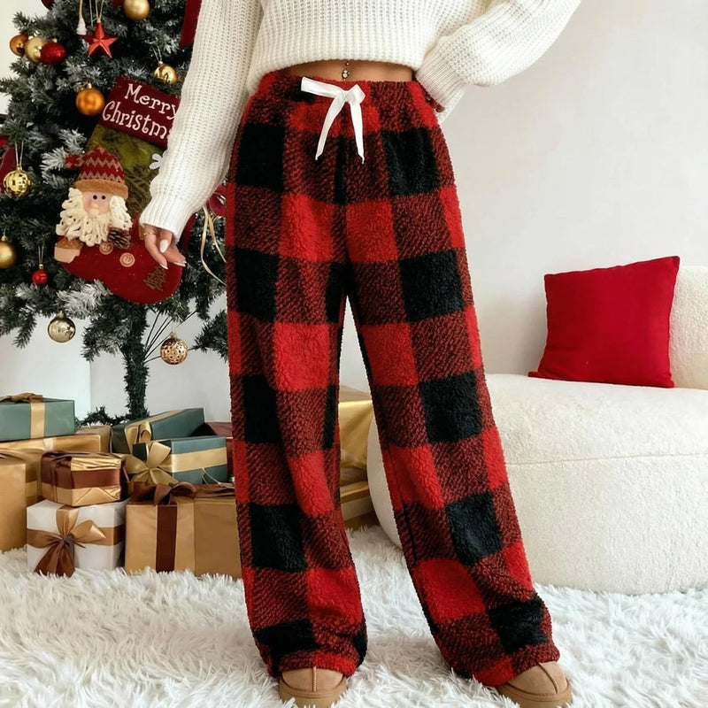 Vintage-Winterhose für Damen mit Karomuster und Fleece-Futter
