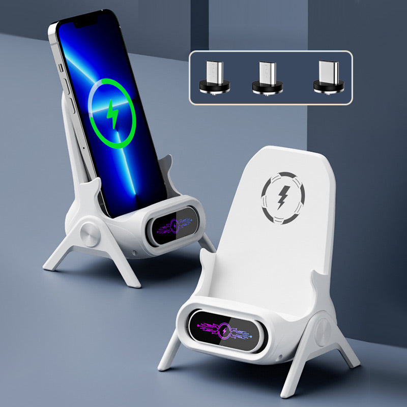 📱 50 % DE RÉDUCTION ! ✨ Support sans fil multifonctionnel avec charge rapide - Orientable à 360° avec écran LCD pour le bureau et les voyages 🚗💻