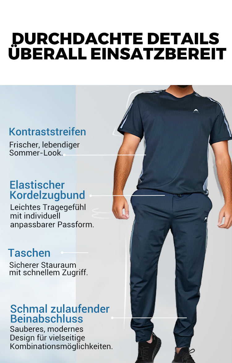 🏆50% RABATT🌀Zweiteiliges Sport-Set für Herren: Kurzarm-T-Shirt & Lange Hose