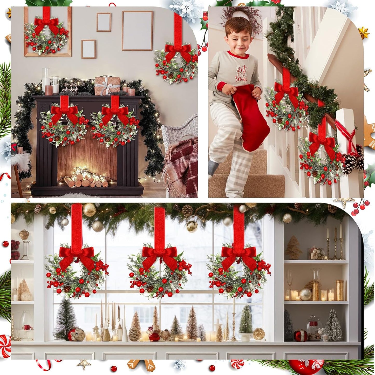 🔥Christmas Early Discount 49% Off✨Christmas Mini Window Wreaths,4.52inch/20.8inch