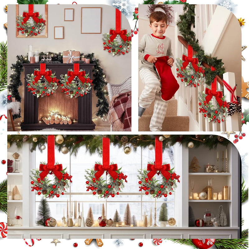 🔥Promotion de Noël anticipée : 49 % de réduction !✨ Couronnes de Noël miniatures pour fenêtre, 11,5 cm/53 cm