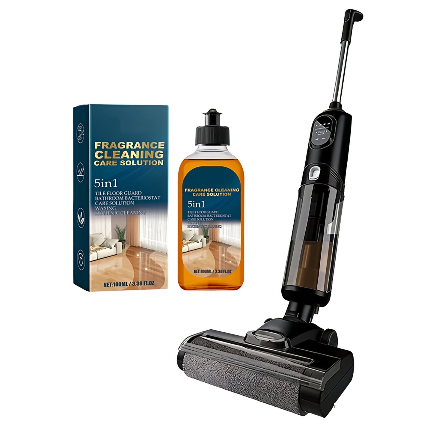 Nass- und Trockenstaubsauger Selbstreinigend Kabellos Bodenreiniger Leichter Mopp für Hartböden Tierhaare Essensreste Rundum-Reinigung ohne Auslass