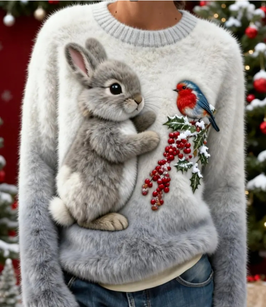 Kuschelwohl™ Flauschiger 3D-Weihnachtspullover – Lebendige Motive & Samtweich (Weihnachts-Sale: Bis zu -40%)