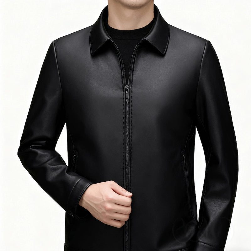 🧥 Veste en cuir PU classique et confortable pour homme avec fermeture éclair – Look business casual élégant 🔥 