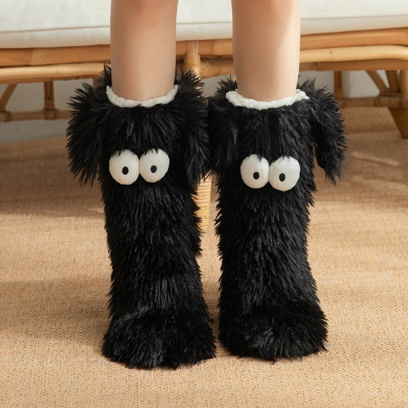 Chaussettes de sol confortables et antidérapantes à motif de chiot tout doux 