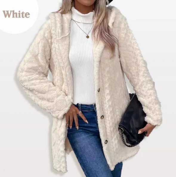Veste chaude pour femme avec capuche et motif losanges
