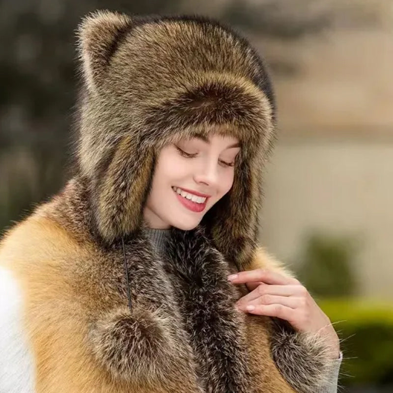 🎁✨Offre spéciale🔥Chapeau en fausse fourrure avec queue de raton laveur, adorable pour parents et enfants