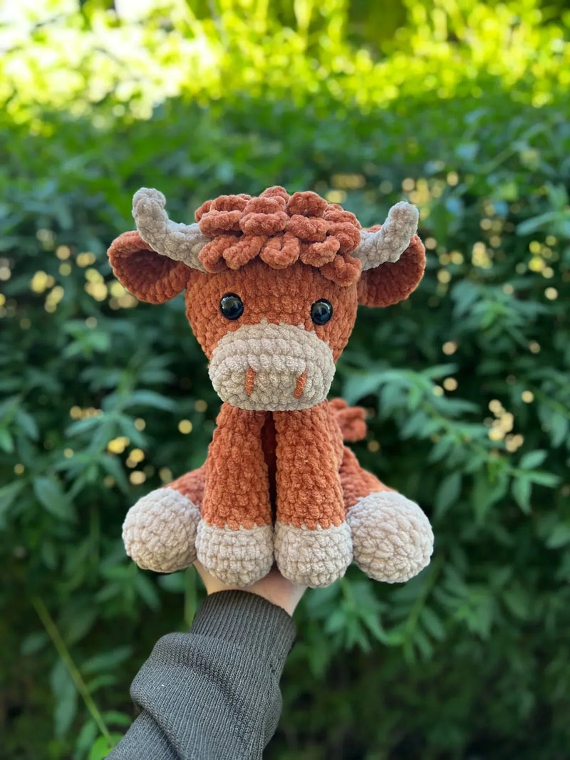 🌟 Modèle d'amigurumi vache Highland au crochet tout doux 🐮 – Kit DIY et peluches prêtes à l'emploi | 50 % de réduction pour le Black Friday 🎁