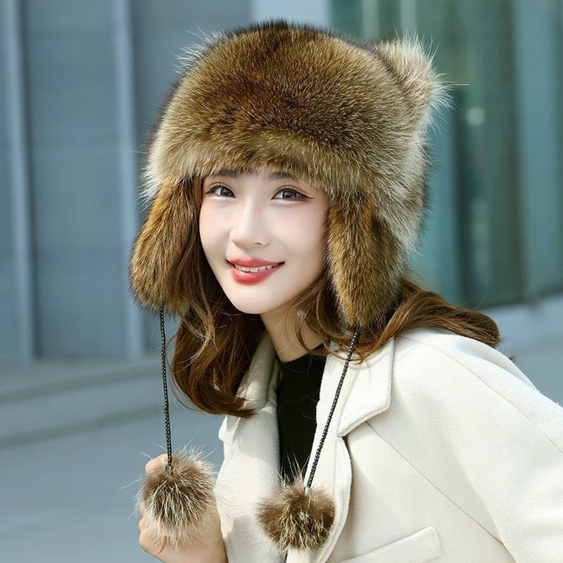 🎁✨Offre spéciale🔥Chapeau en fausse fourrure avec queue de raton laveur, adorable pour parents et enfants