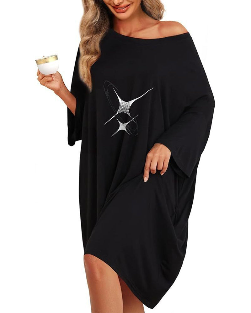 Plus Size Ultraweiches Oversize-Hemd-Schlafanzug mit Taschen