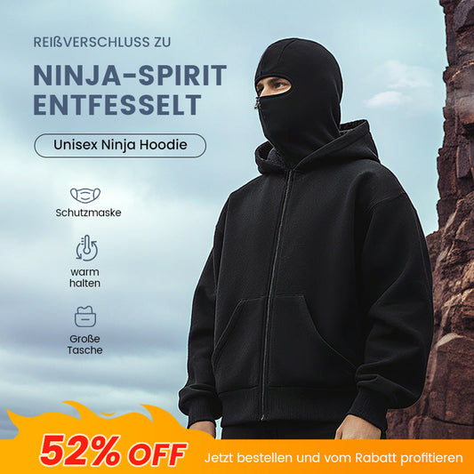 Ninja-Kapuzenpullover mit Reißverschluss für Männer und Frauen