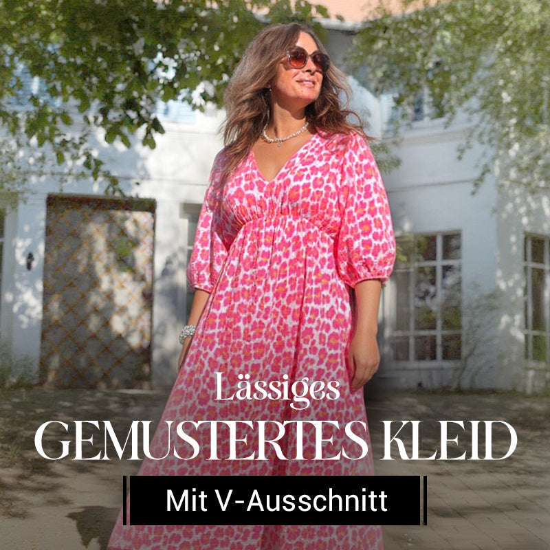 🏖️LETZTER TAG DES AUSVERKAUFS: 55 % RABATT!!🎀🌸Damenkleid mit V-Ausschnitt und Druck