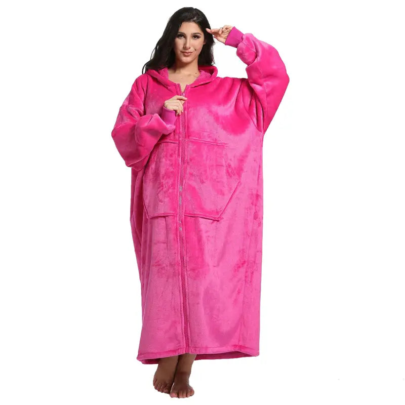 (Neuheiten) Kuschelwohl™ Langer Thermo-Hausmantel mit Reißverschluss & Sherpa-Futter (Unisex) – 🎄 Großer Weihnachts-Sale