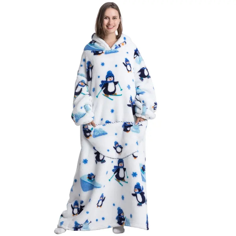 (Neuheiten) Kuschelwohl™ Oversized Hoodie-Decke aus Sherpa-Fleece mit Riesen-Tasche – 🎄 Großer Weihnachts-Sale